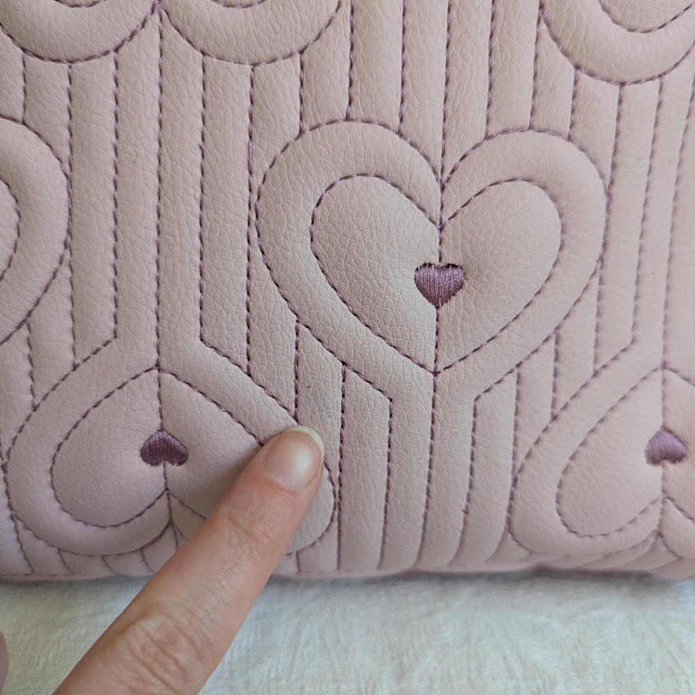 Luv Betsey Johnson Quilted Hearts Pastel Purple Crossbody Handbag Purse - Picture 7 of 15